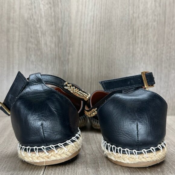 Carmin Sandals Womens Sz 39 Close Toe Gladiator Espadrille Flats Leather Black - Picture 4 of 11